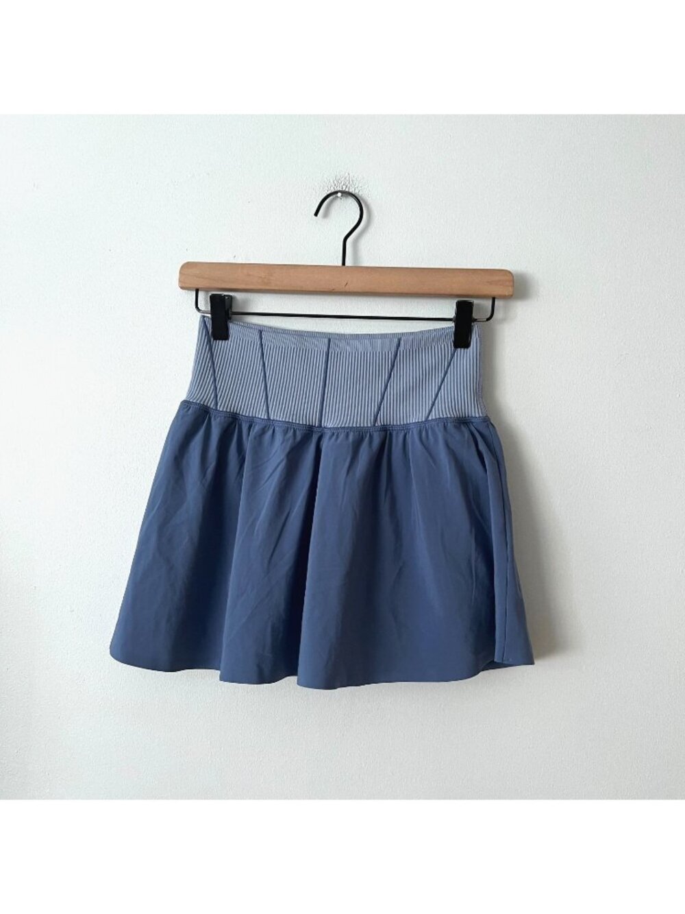 Aerie Offline Blue Ribbed Waist High Rise Athleisure Skort Women's Size Small
